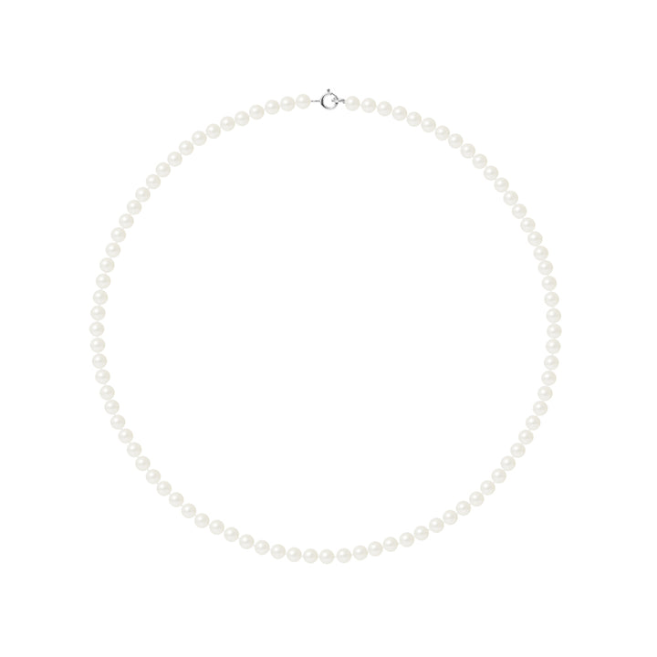 PERLINEA- Collier Perles de Culture Ronde 4-5 mm Blanc Naturel- Bijou Femme