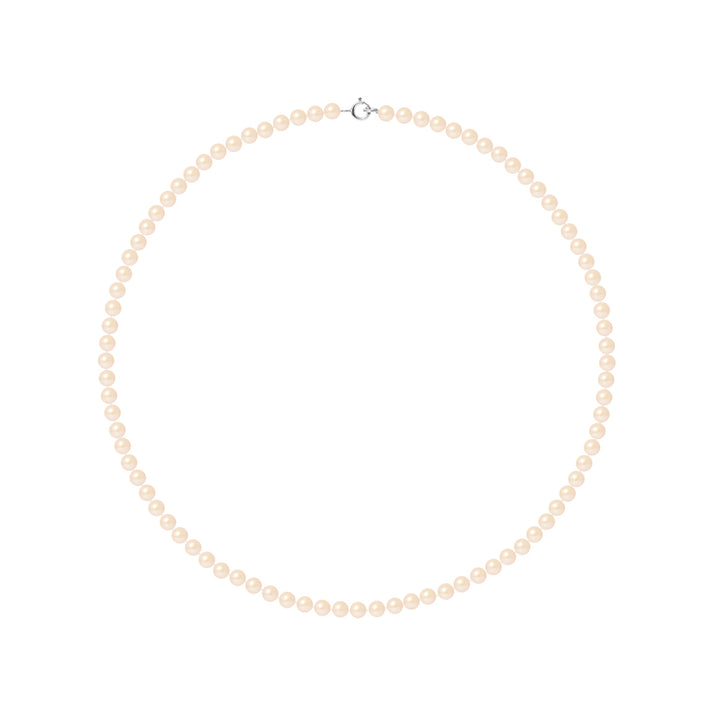 PERLINEA- Collier Perles de Culture Ronde 4-5 mm Rose Naturelle- Bijou Femme