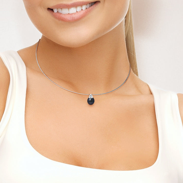 PERLINEA- Collier Perles de Culture- Diamètre 9-10 mm Black Tahiti- Bijou Femme