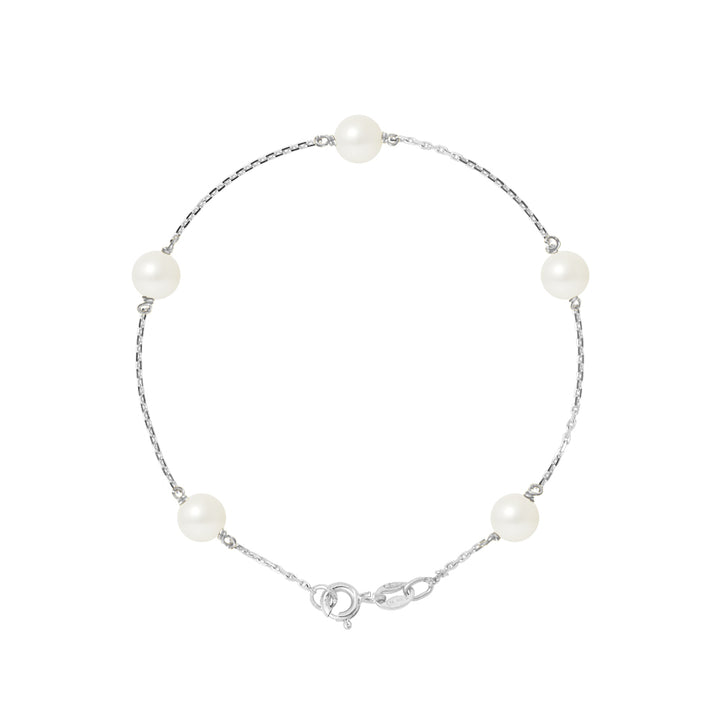 PERLINEA- Bracelet Perles de Culture Ronde 6-7  mm Blanc Naturel- Bijou Femme