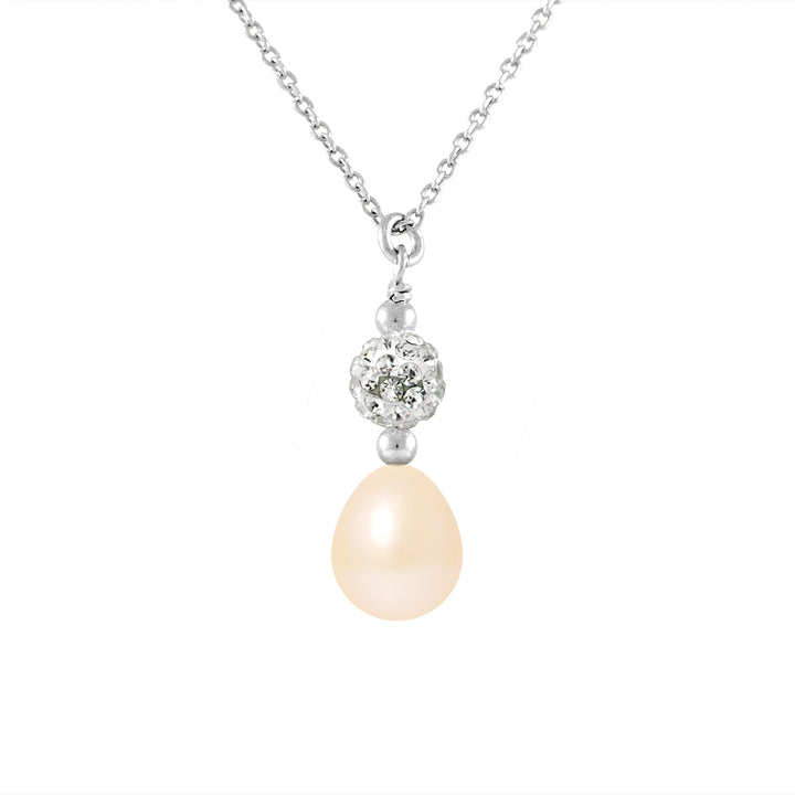 PERLINEA- Collier- Perle de Culture d'Eau Douce- Diamètre 8-9 mm Rose- Bijou Femme- Argent 925 Millièmes