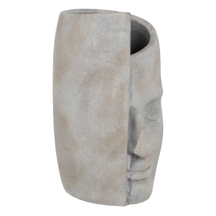 Vase Gris Ciment Visage 21 x 18 x 32,5 cm