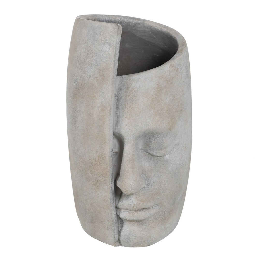 Vase Gris Ciment Visage 21 x 18 x 32,5 cm