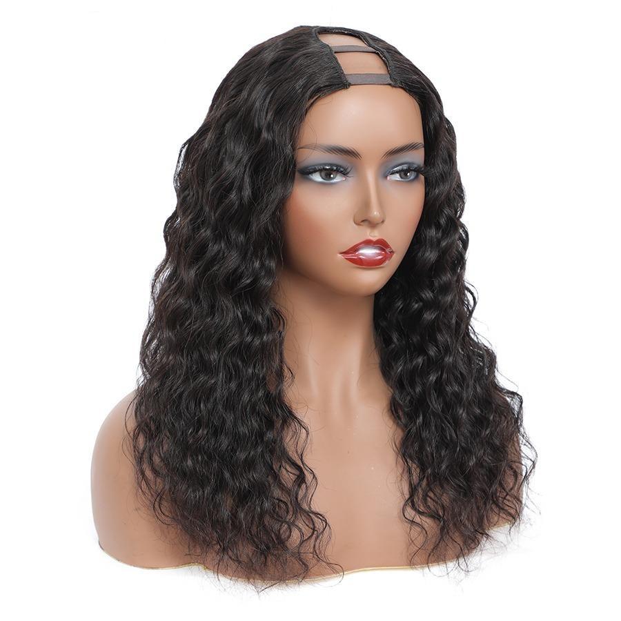 U Part Wig Water Wave Human Hair Wigs For Black Women Brazilian Remy H