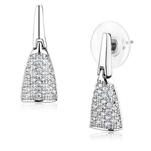 3W1245 - Rhodium Brass Jewelry Sets with AAA Grade CZ  in Clear