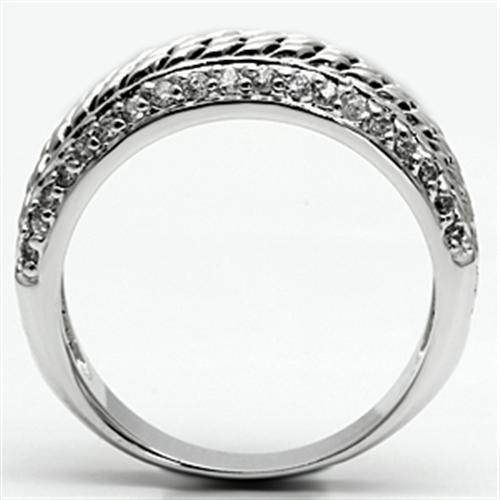 3W065 - Rhodium Brass Ring with AAA Grade CZ in Clear