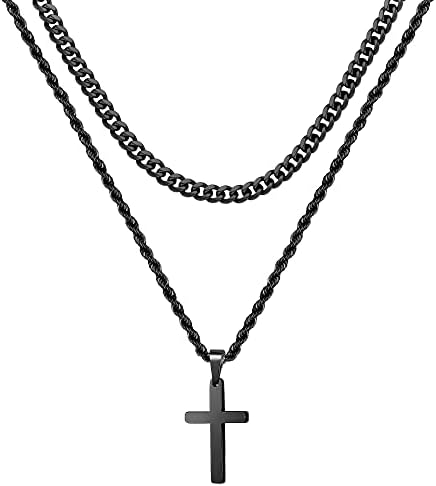 Cross Necklace for Men - Gold/ Black/ Silver Mens Cross Necklaces - St