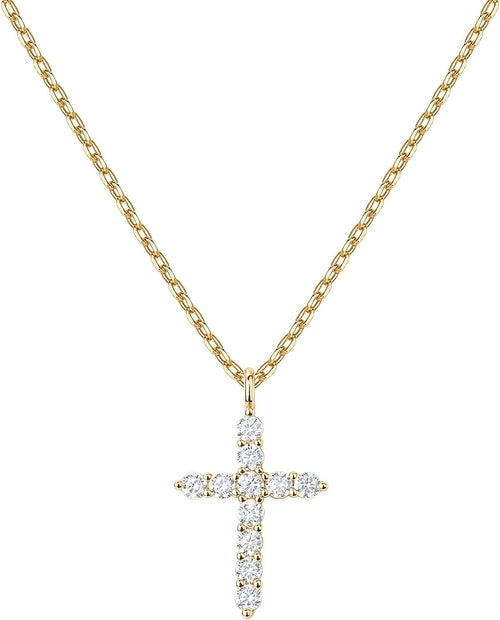 PAVOI 14K Gold Plated Cross Necklace for Women | Cross Pendant | Gold