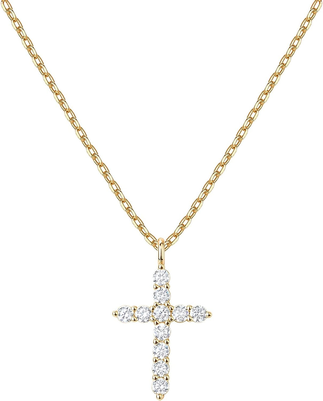 PAVOI 14K Gold Plated Cross Necklace for Women | Cross Pendant | Gold