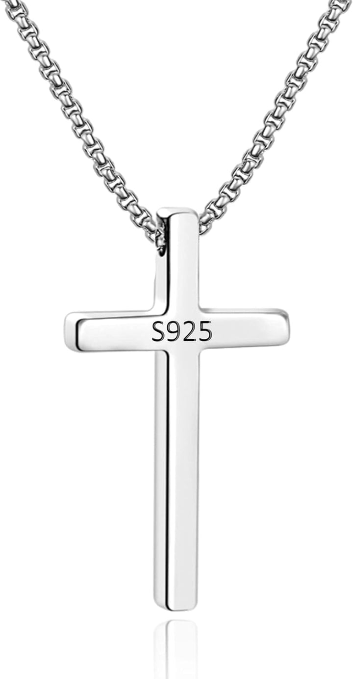 M MOOHAM Cross Necklace for Men, Silver Black Gold Stainless Steel Pla 