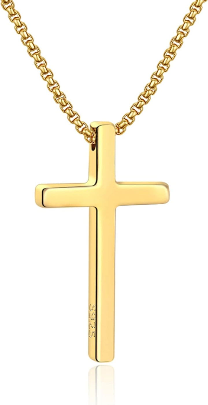 M MOOHAM Cross Necklace for Men, Silver Black Gold Stainless Steel Pla 