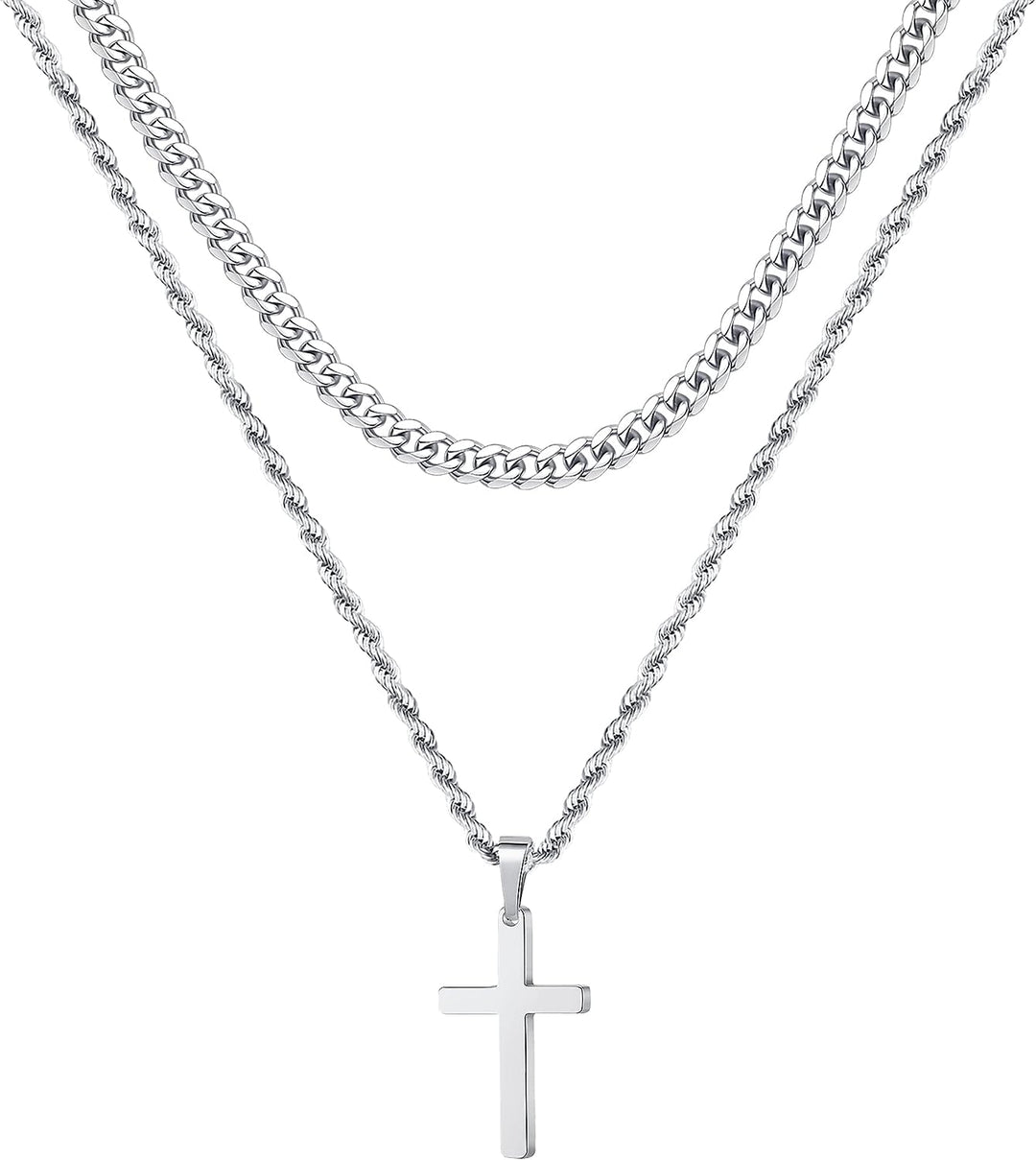 Cross Necklace for Men - Gold/ Black/ Silver Mens Cross Necklaces - St