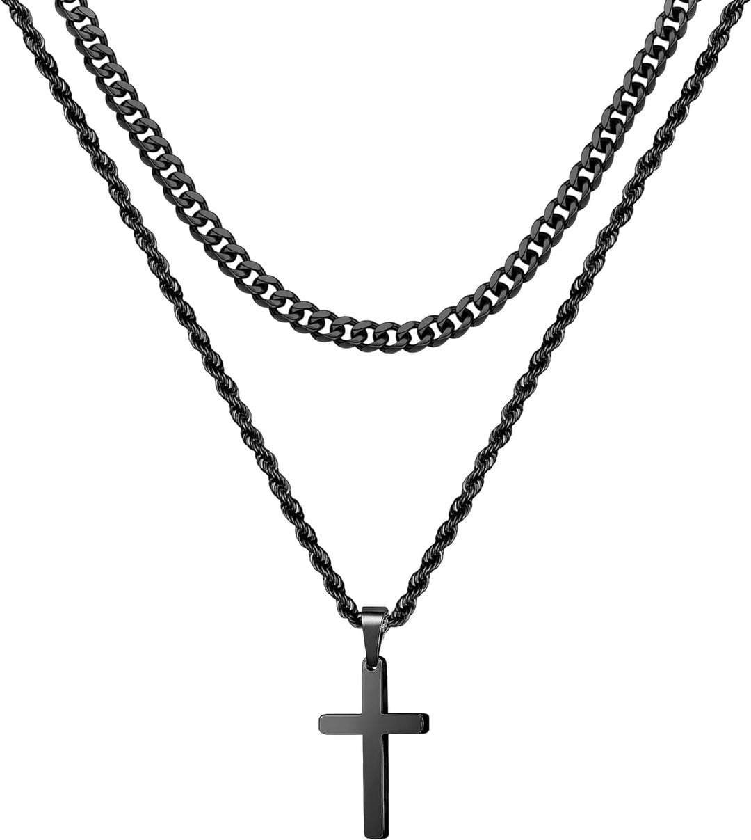 Cross Necklace for Men - Gold/ Black/ Silver Mens Cross Necklaces - St