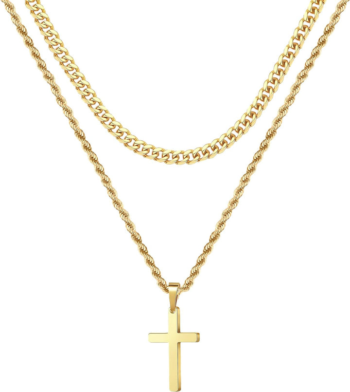 Cross Necklace for Men - Gold/ Black/ Silver Mens Cross Necklaces - St