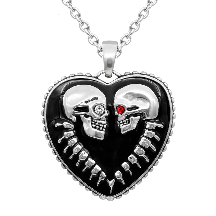 Bound For Eternity Skull Heart Necklace