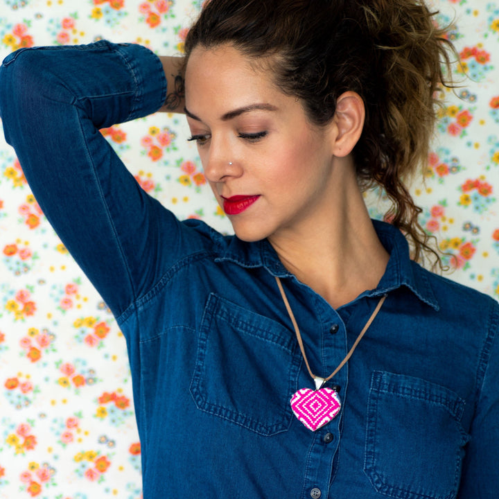 San Andres Heart Textile Necklace.