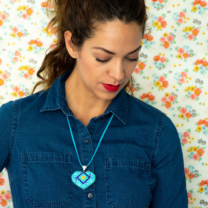 San Andres Heart Textile Necklace.