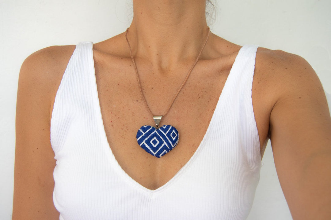 San Andres Heart Textile Necklace.