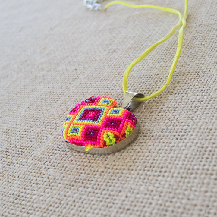 San Andres Heart Textile Necklace.