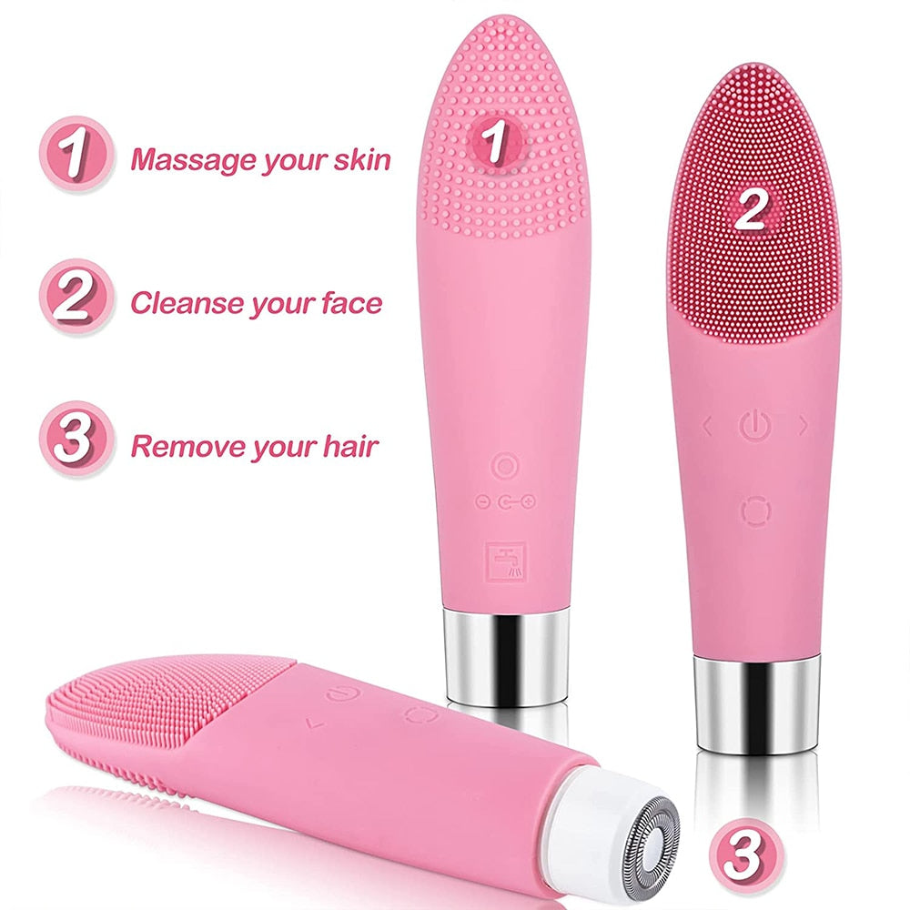 Electric Facial Cleansing Brush For Exfoliating,Massage And Deep 