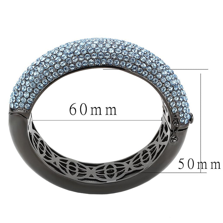 LO4305 - TIN Cobalt Black Brass Bangle with Top Grade Crystal in Sea