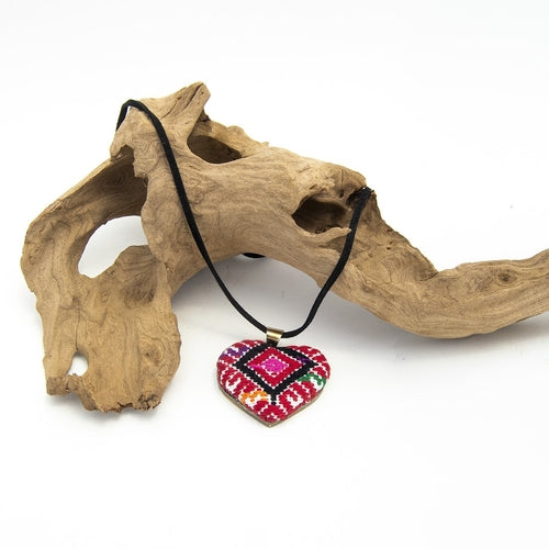 San Andres Heart Textile Necklace.