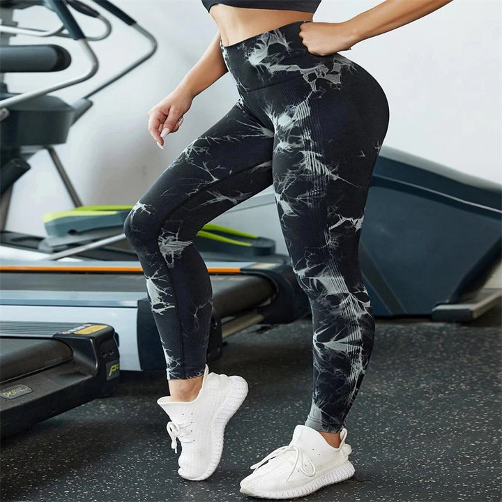 Sexy Women Gym Yoga Leggings High Waist Push Up Leggins Tie-dye