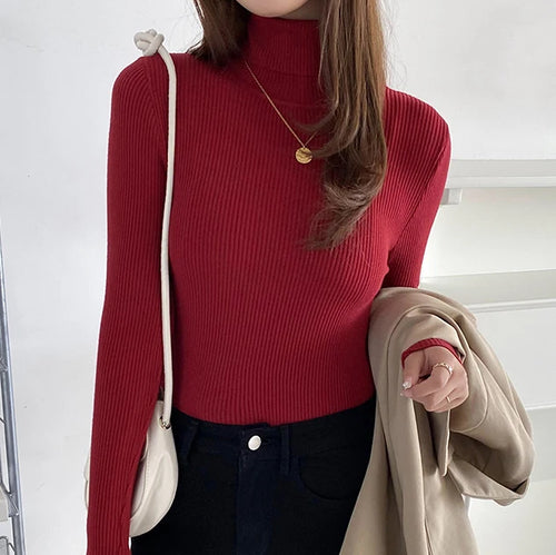 Women Fall Turtleneck Sweater Knitted Soft Pullovers Cashmere Jumpers