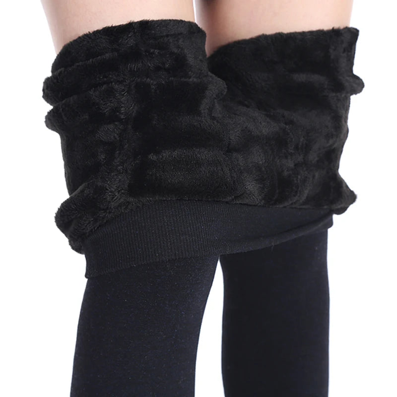 Women Winter Leggings Warm Leggins High Waist Solid Color Velvet Women