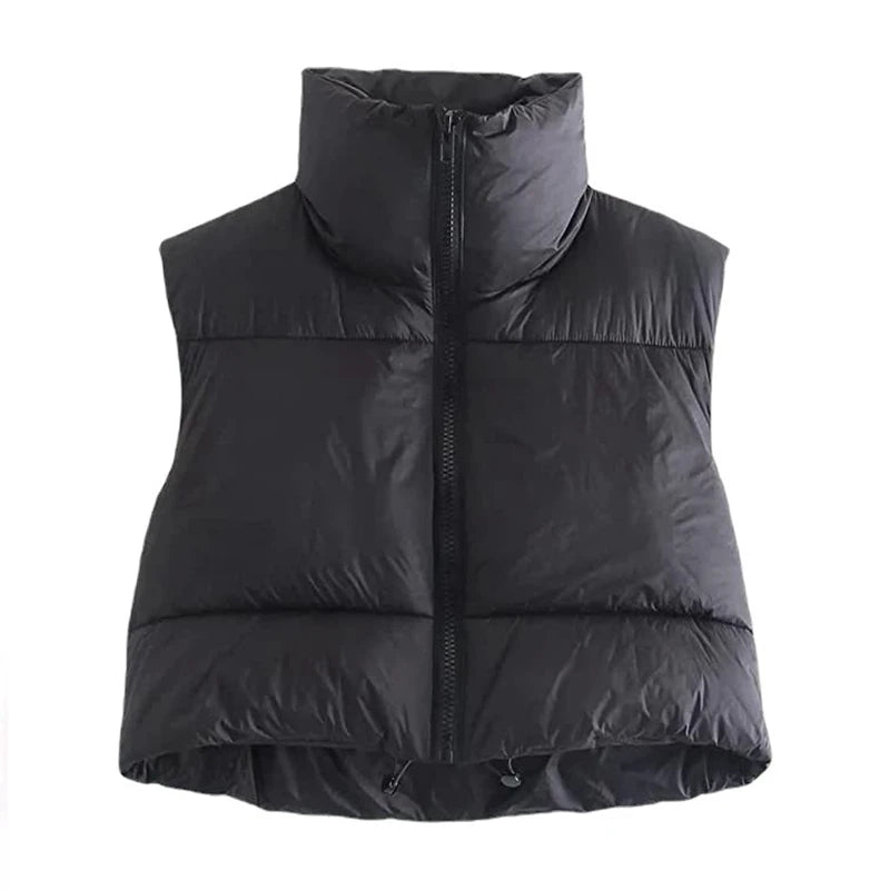 Autumn And Winter Women's Short Cotton Down Vest Short Stand-up Collar