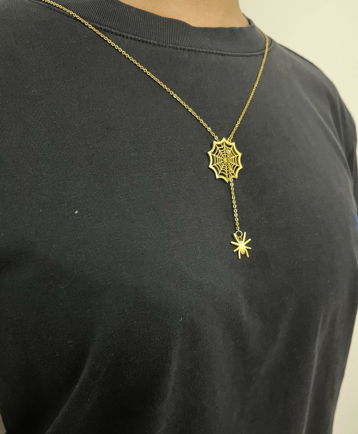 Collier Araignée en Or 18k | Pendentif Charme Halloween