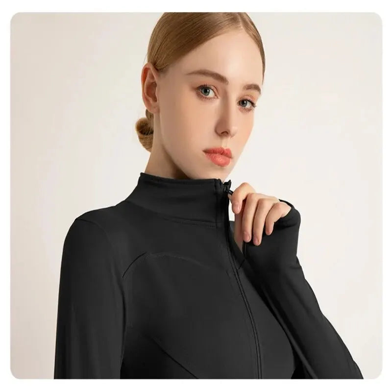 High Elastic Quick-drying Sports Jacket with Vertical Collar Slim-fit