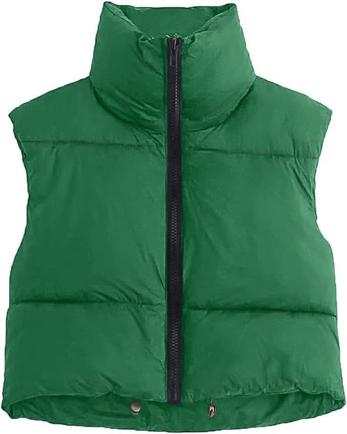 Autumn And Winter Women's Short Cotton Down Vest Short Stand-up Collar