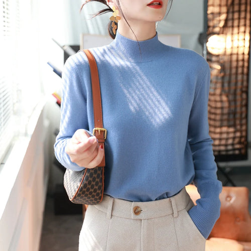 Autumn Winter chic Bottom Sweaters Women Fashion Turtleneck Pullover