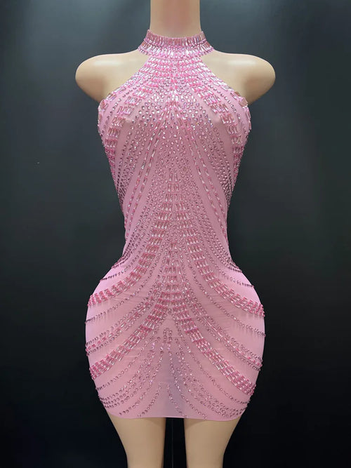 High end luxury performance Dresses Backless Crystal Sequins Full