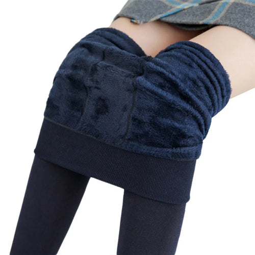 Women Winter Leggings Warm Leggins High Waist Solid Color Velvet Women