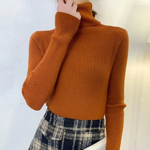 Women Fall Turtleneck Sweater Knitted Soft Pullovers Cashmere Jumpers