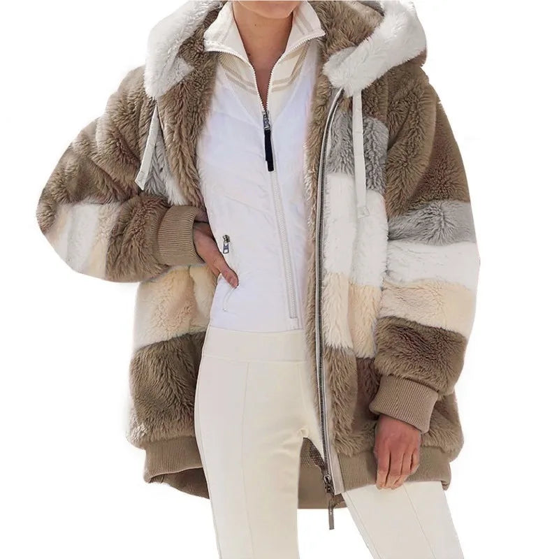 Oversized Jacket for Women 2023 New Autumn Winter Warm Plush Pocket