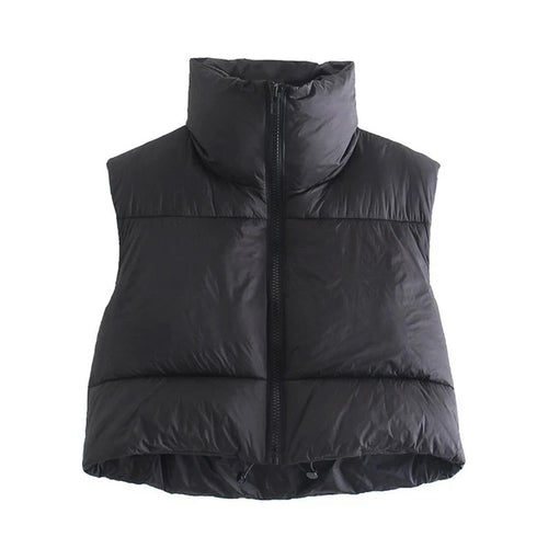 Autumn And Winter Women's Short Cotton Down Vest Short Stand-up Collar