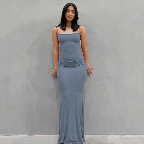 Satin Slip Sleeveless Backless Maxi Dress Women 2023 Y2K Summer