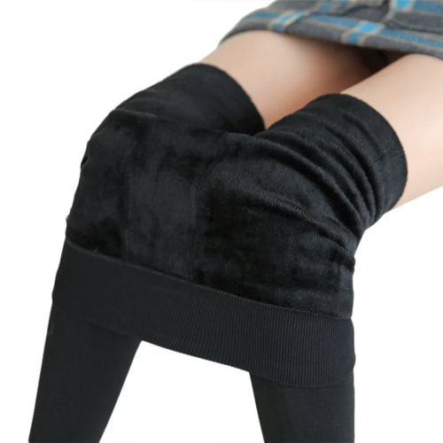 Women Winter Leggings Warm Leggins High Waist Solid Color Velvet Women