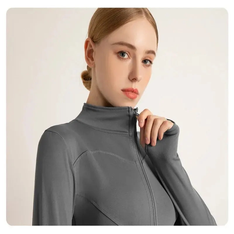 High Elastic Quick-drying Sports Jacket with Vertical Collar Slim-fit