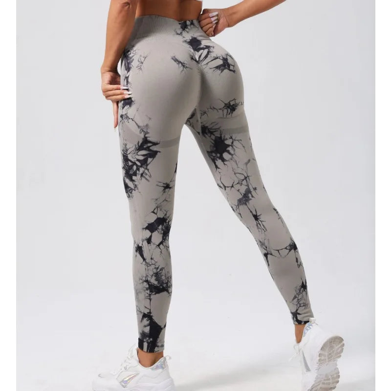 Women Seamless Tie Dye Yoga Leggings High Waist Fitness Sexy Fashion