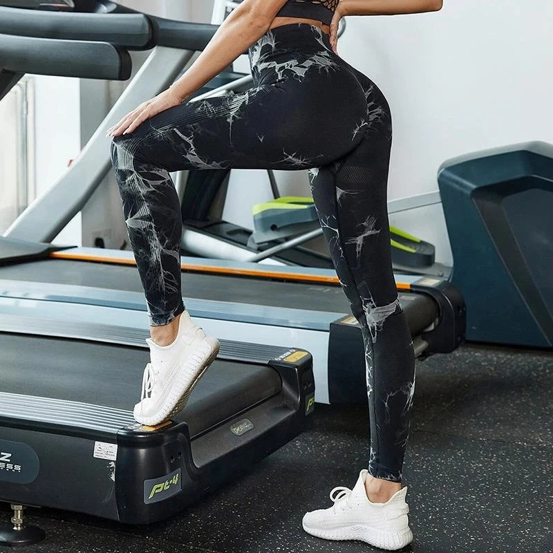 Sexy Women Gym Yoga Leggings High Waist Push Up Leggins Tie-dye