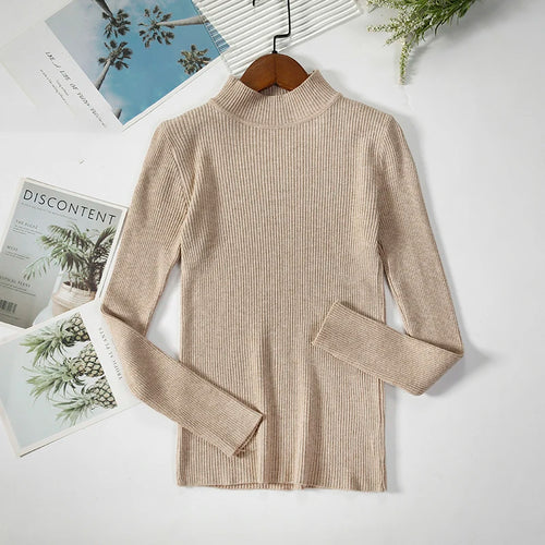 Women Turtleneck Sweater Knitted Soft Pullovers cashmere Jumpers Basic