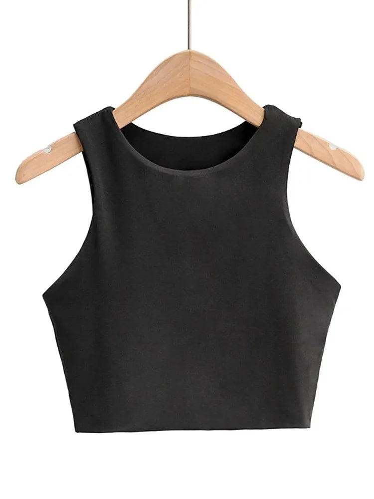 Summer Fashion Women Sexy Slim Tops O-neck Sleeveless Double Nylon