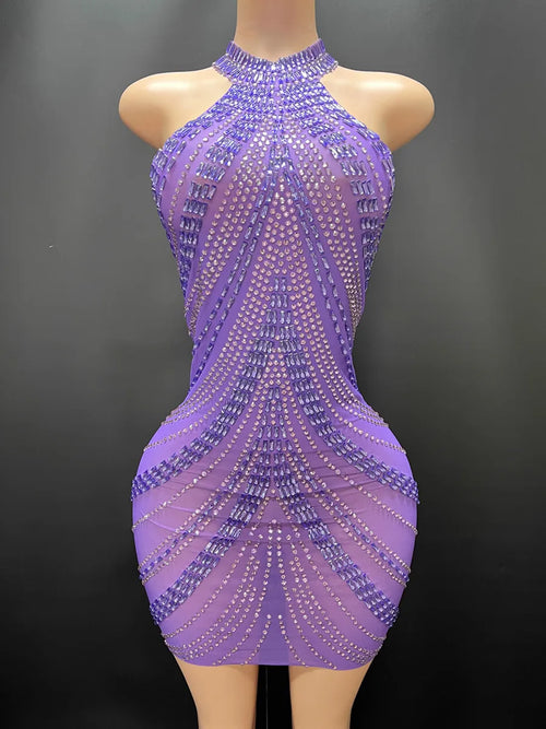 High end luxury performance Dresses Backless Crystal Sequins Full