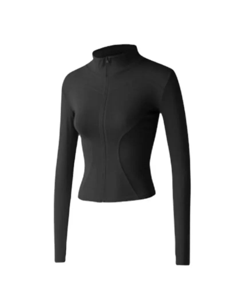 High Elastic Quick-drying Sports Jacket with Vertical Collar Slim-fit