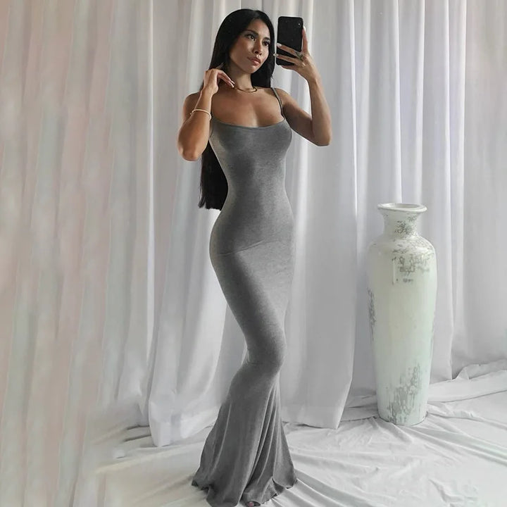 Satin Slip Sleeveless Backless Maxi Dress Women 2023 Y2K Summer