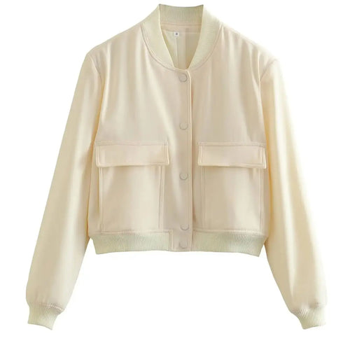 Veste Bomber Femme 2024 - Manteau Blanc Automne Hiver